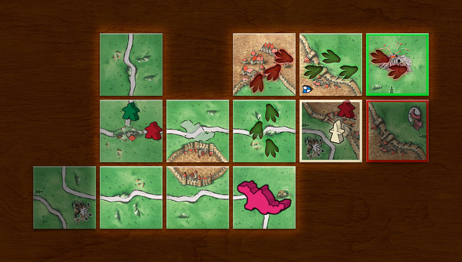 A long dragon move with the princess protecting the red player.