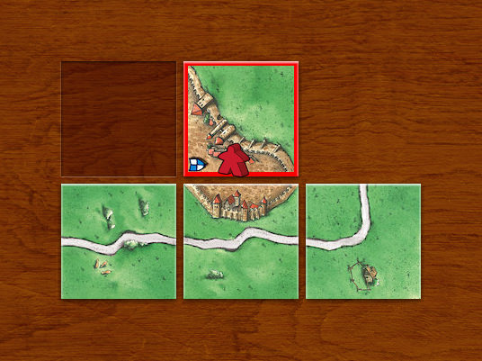 Basic city building with 3 tiles, an open city and a meeple placed.